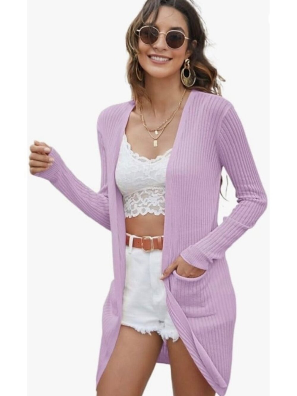 New with tags Long Open Front Cardigan Long Sleeves Hand Pockets Size 2XL